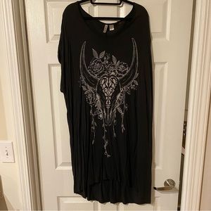 H&M Black Dress with Skull and Floral Design - Size 2X